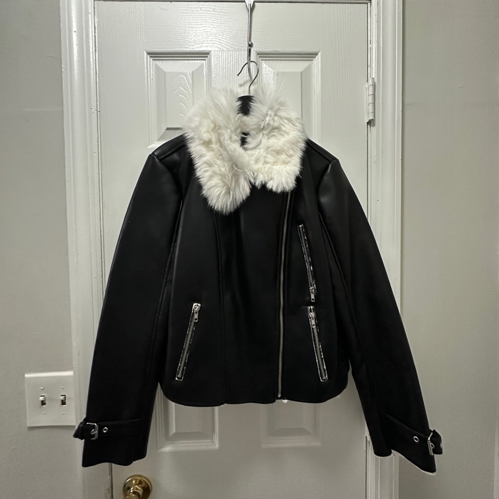 Forever 21 Black and White Faux Fur Jacket